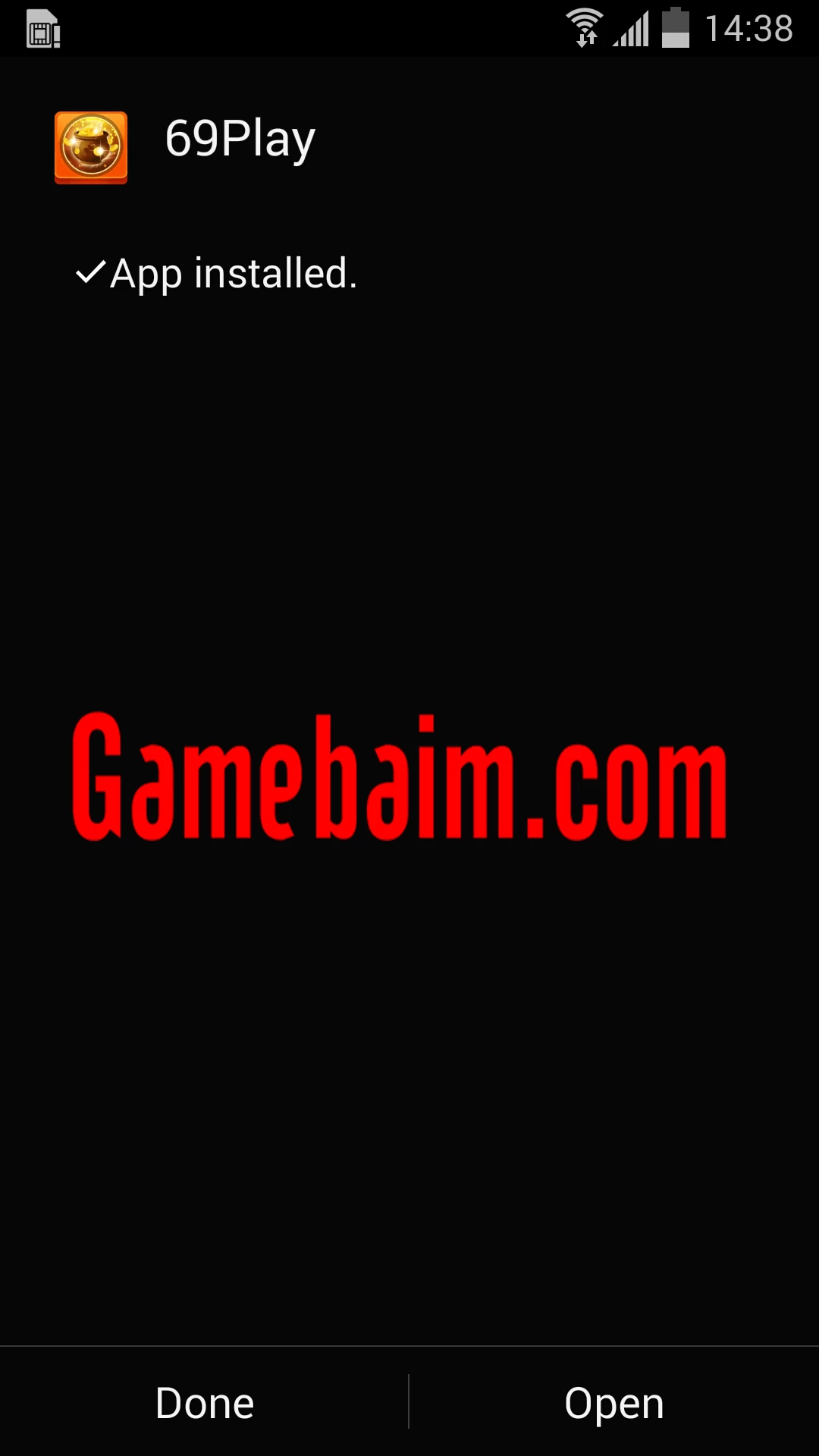 Hoàn tất cài đặt file APK Game Bài trên điện thoại android