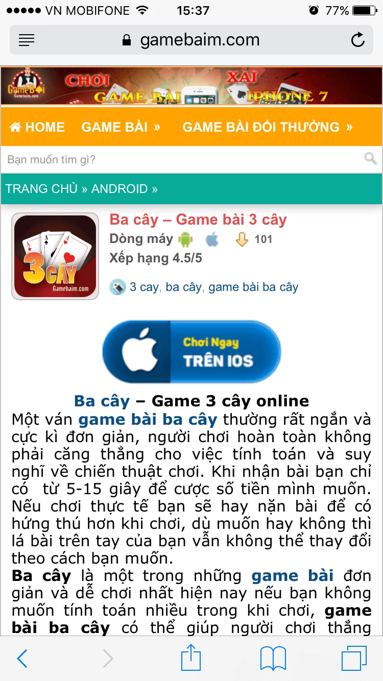 Tải game bài trên IOS
