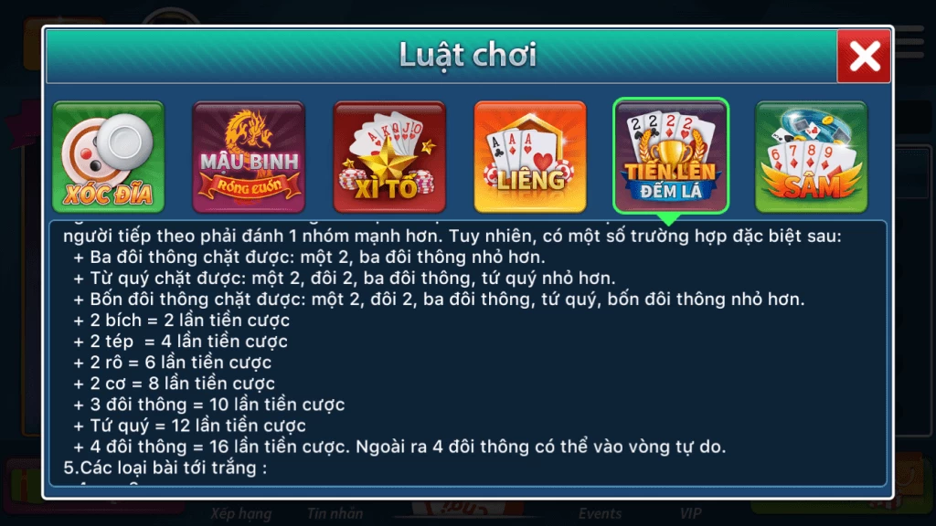 Luật chơi trong game bài Tiến Lên Miền Nam