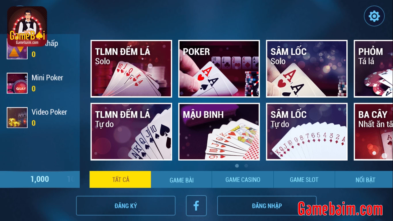 Vua bài - Game đánh bài đổi thưởng - màn hình đăng nhập